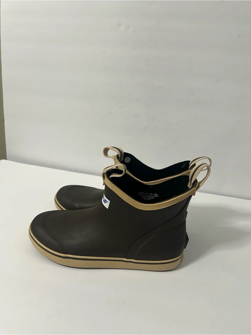 XTRATUF Kids' Ankle Deck Boot Kids Sz 4 Brown Ankle PullOn Rubber Slip Resistant